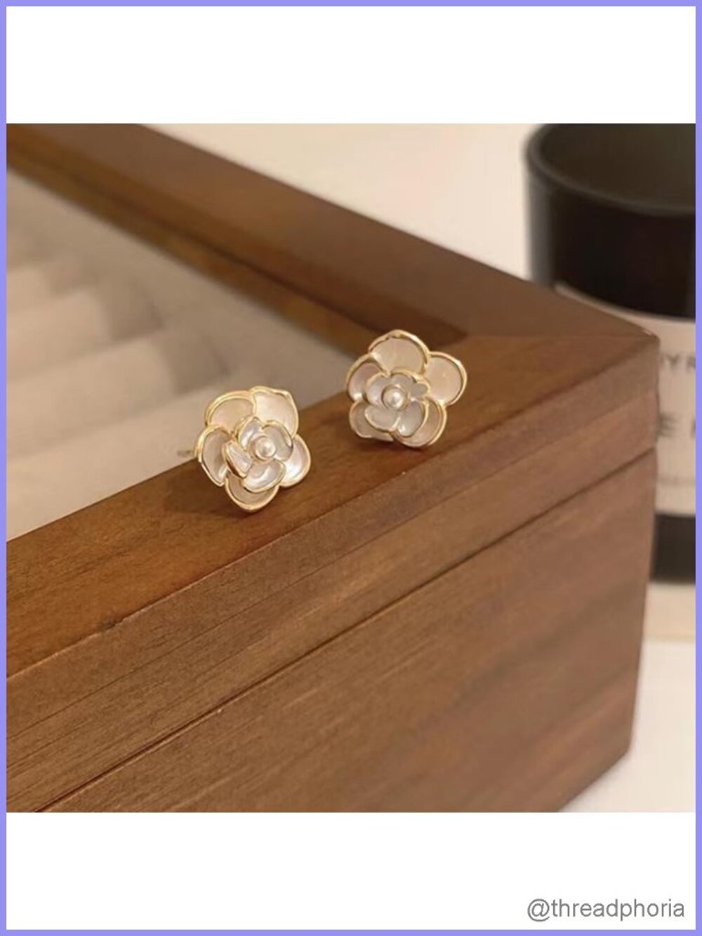 White Gardenia Acrylic Flower Stud Earrings Sterling Silver Posts - Picture 4 of 4